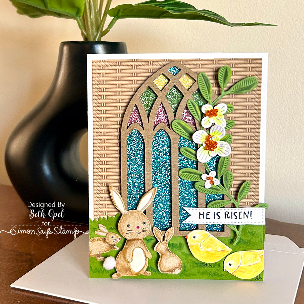 Simon Says Stamp Embossing Folder and Cutting Dies Springtime Bunnies sfd516set Favorite Things Easter Card