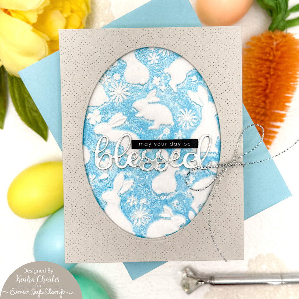 Simon Says Stamp Embossing Folder Springtime Bunnies sf516 Favorite Things Easter Card