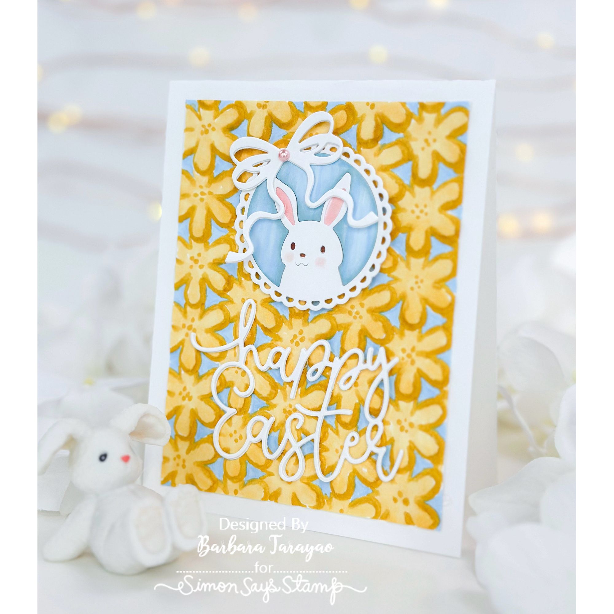 Simon Says Stamp Embossing Folder Stacked Blooms sf509 Rain or Shine Easter Card | color-code:ALT02