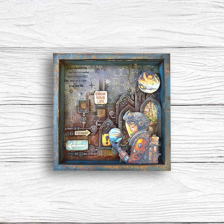 Stamperia A New Beginning 12x12 Paper sbbl184 female astronaut