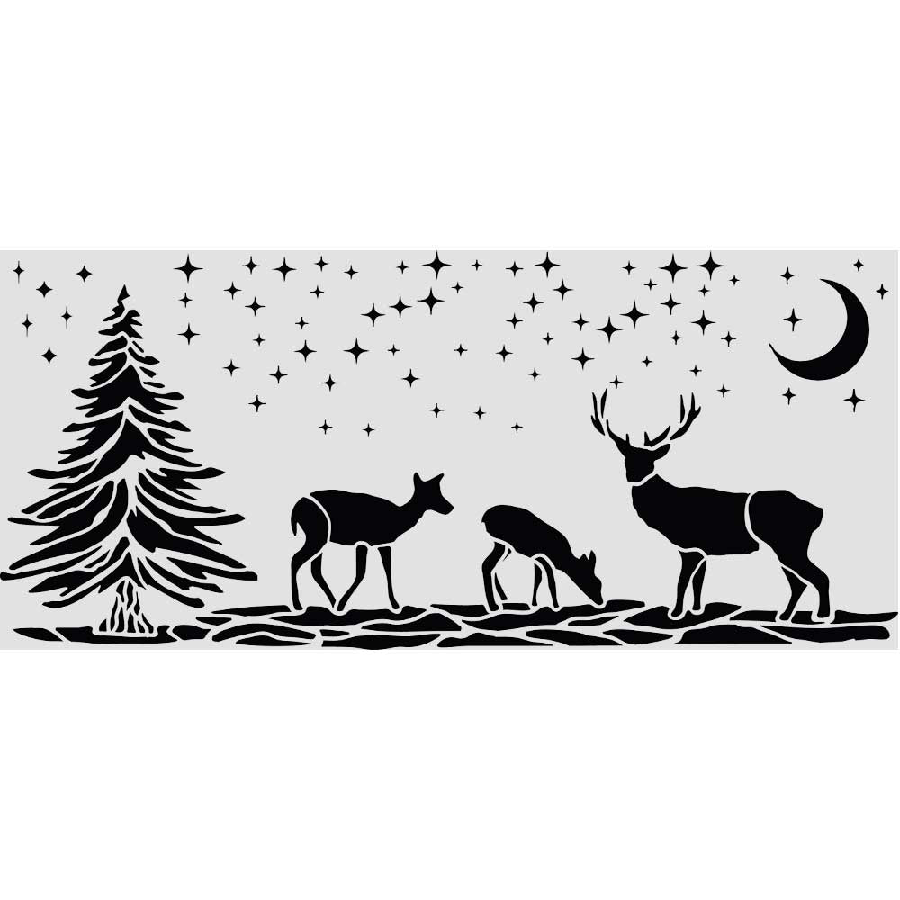 Stamperia Christmas Deers 10x5 Stencil kstdl169