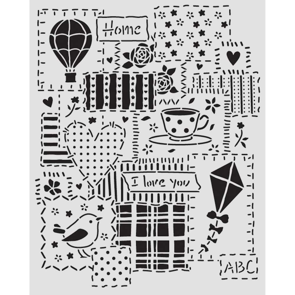Stamperia Family Patchwork Stencil kstd197
