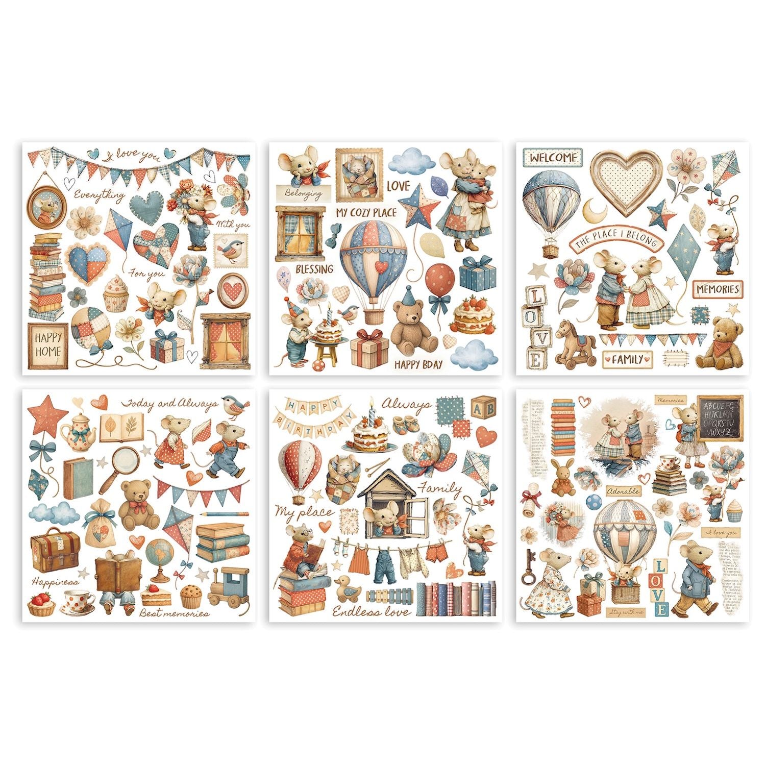 Stamperia Family Rub On Kit dflrbx04 pages