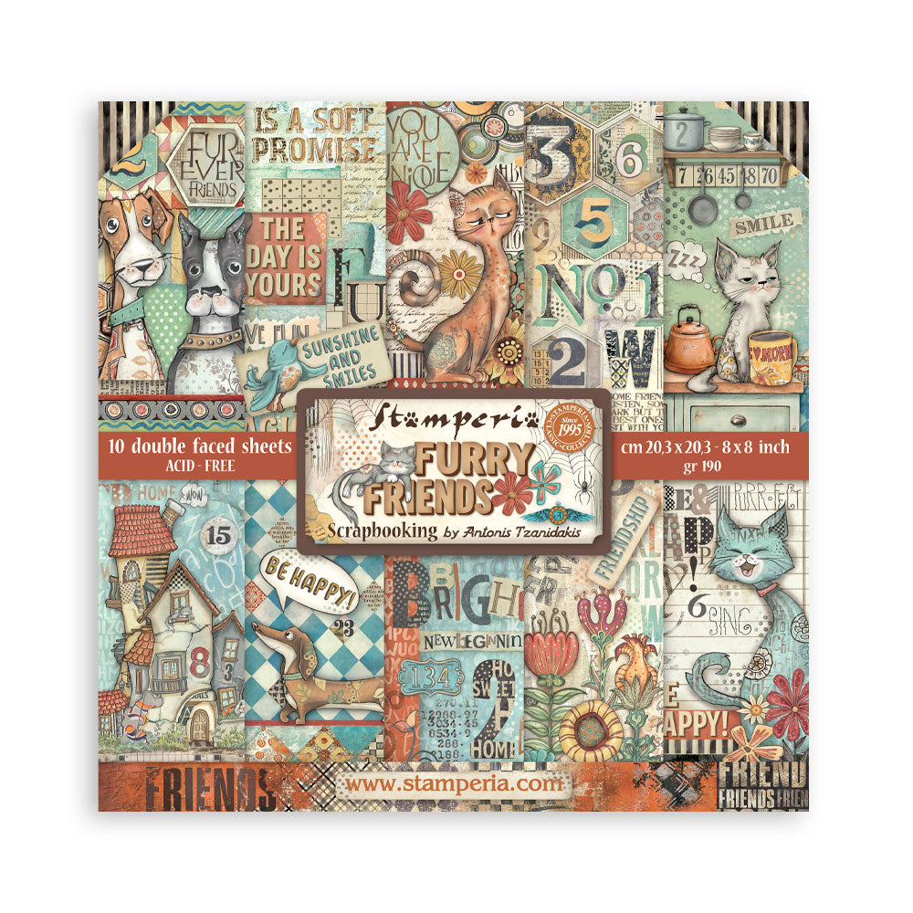 Stamperia Furry Friends 8x8 Paper sbbs132