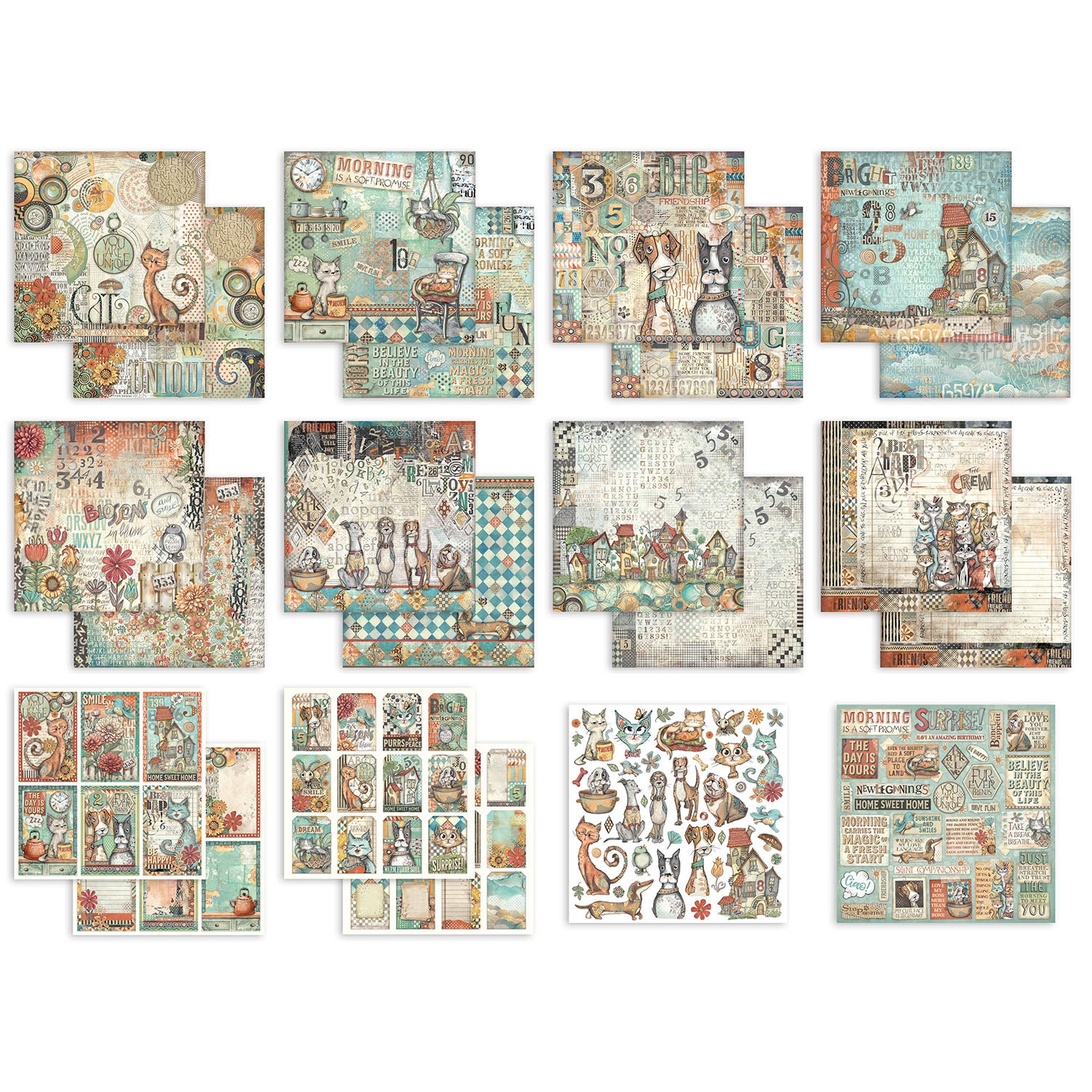 Stamperia Furry Friends 8x8 Paper sbbs132 sheets