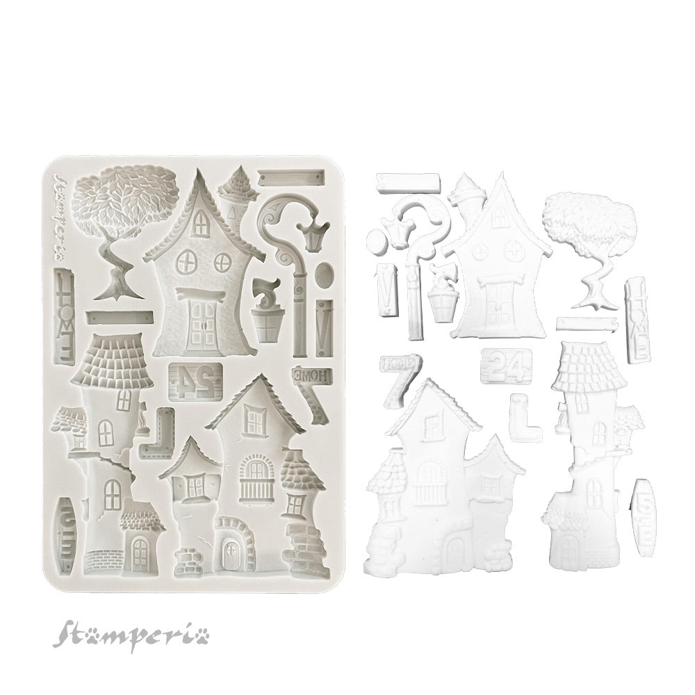 Stamperia Furry Friends Houses A5 Silicone Mold kacma592