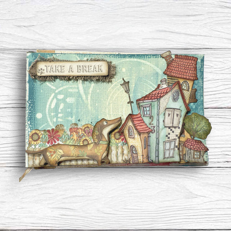Stamperia Furry Friends Junk Journal sbjk07 house