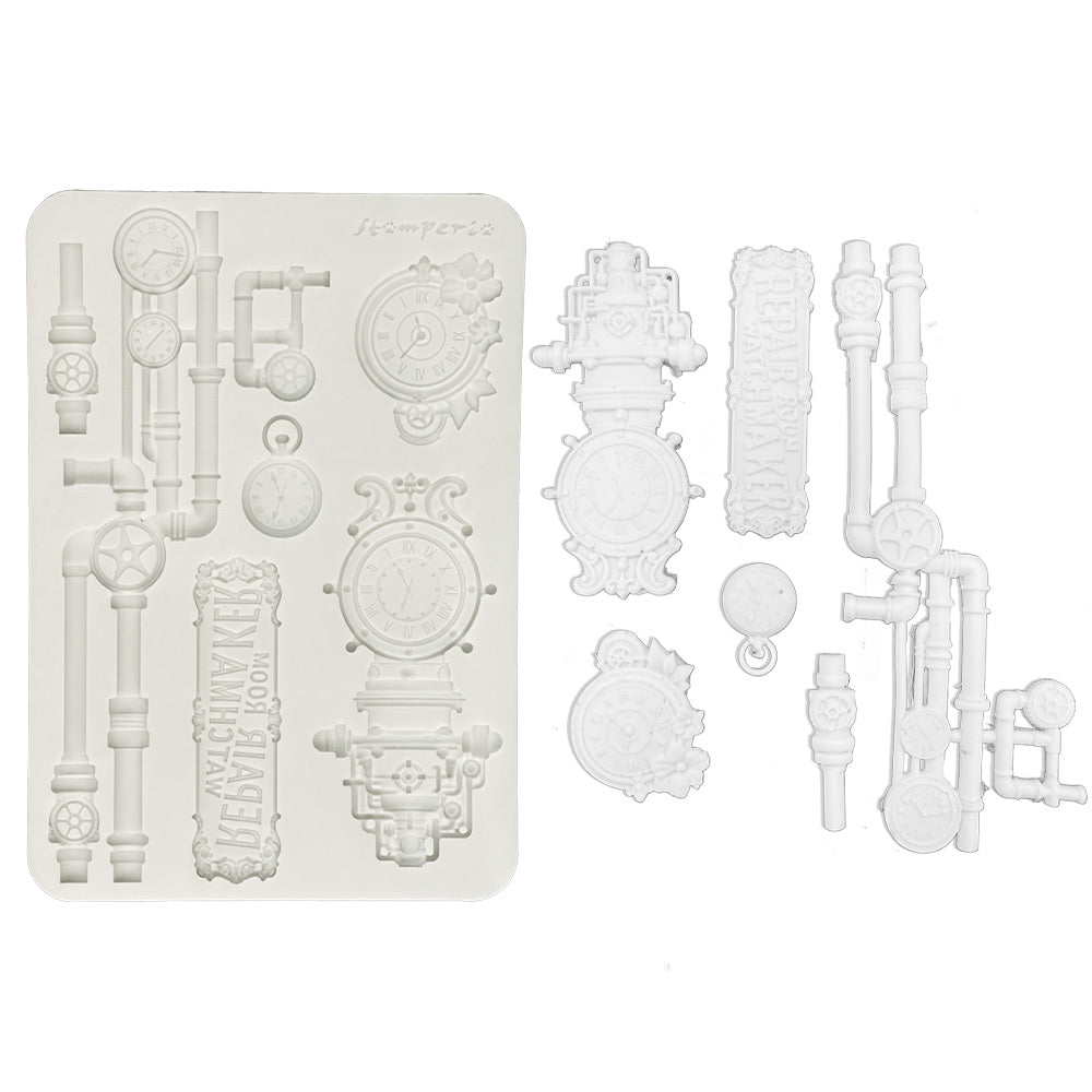 Stamperia Gardens of Time Clocks And Tubes A5 Silicone Mold kacma608