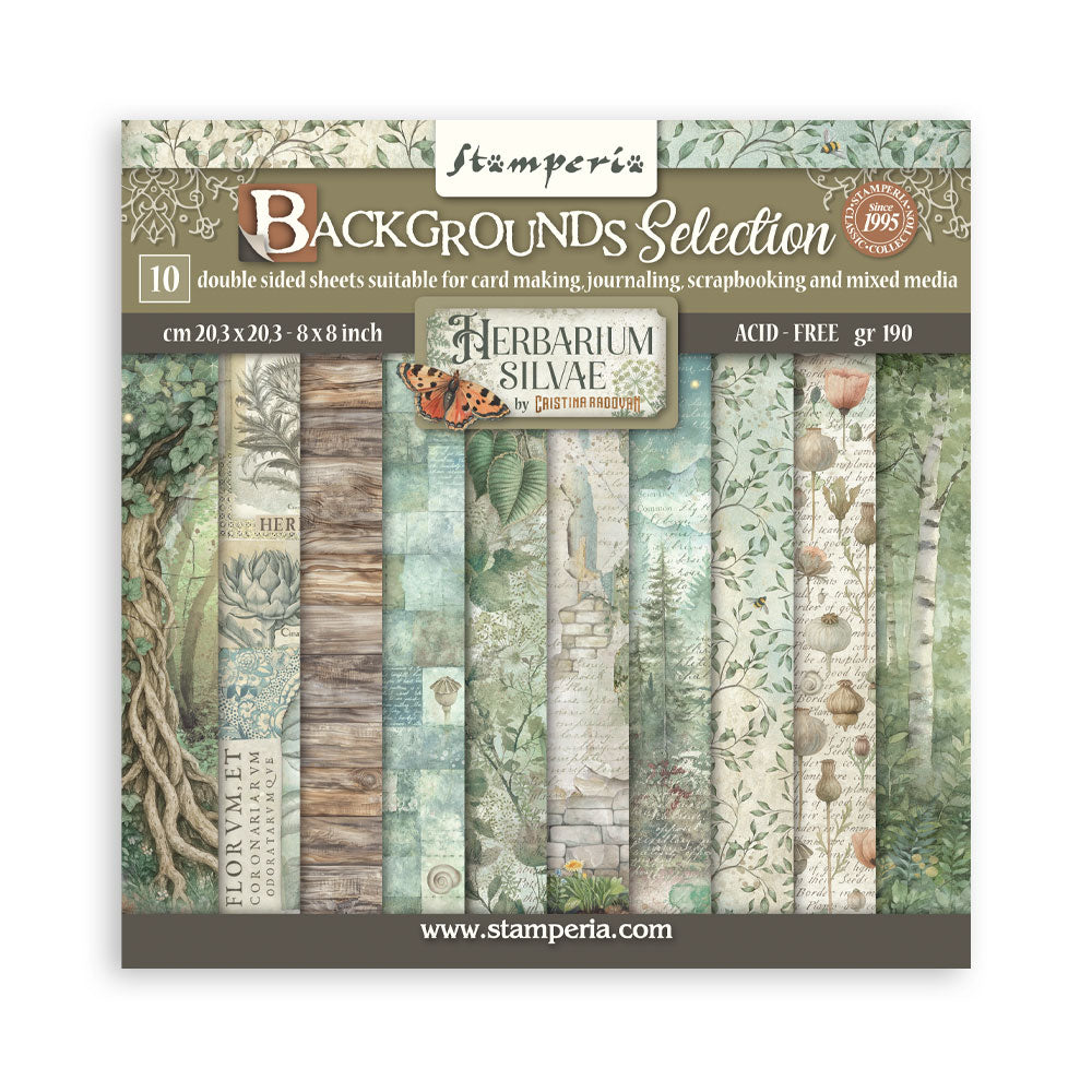 Stamperia Herbarium Silvae 8x8 Background Paper sbbs136
