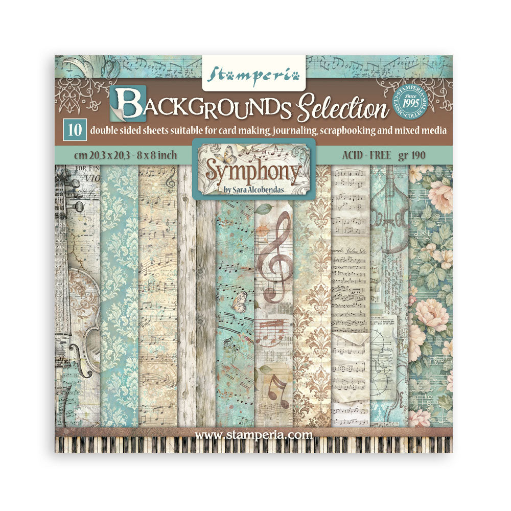 Stamperia Symphony Backgrounds 8x8 Paper sbbs145