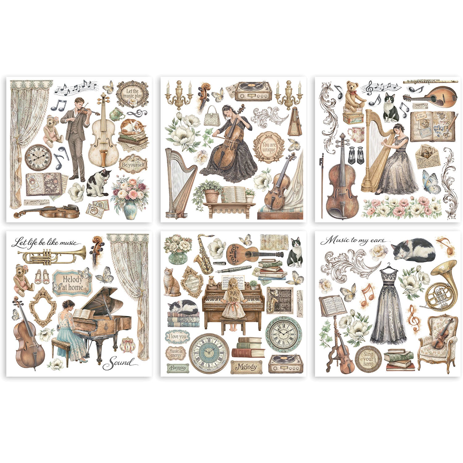 Stamperia Symphony Rub On Kit dflrbx16 sheets