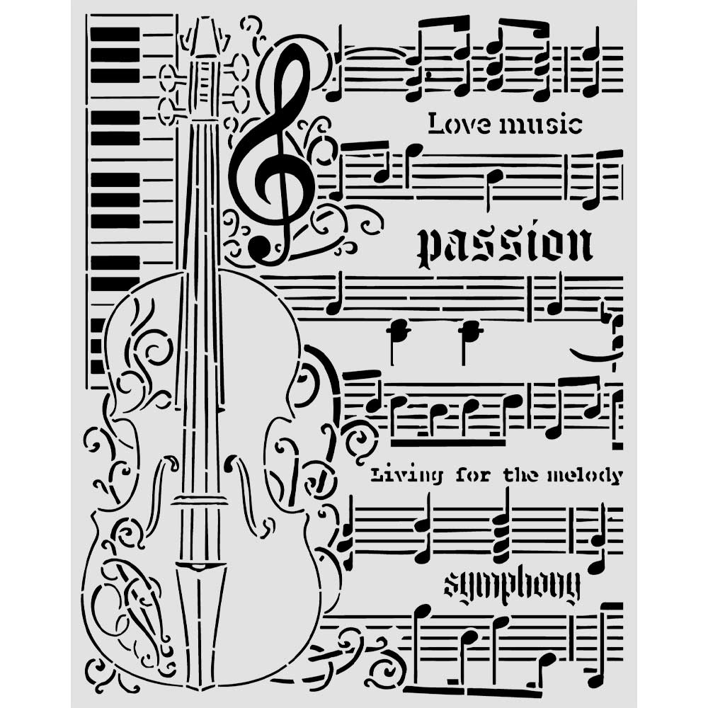Stamperia Symphony Violin 8x10 Stencil kstd210