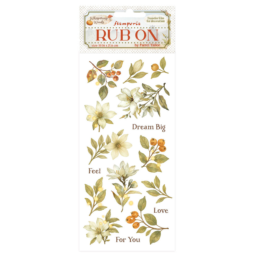 Stamperia Whispering Woods Magnolia Rub Ons dflrb184
