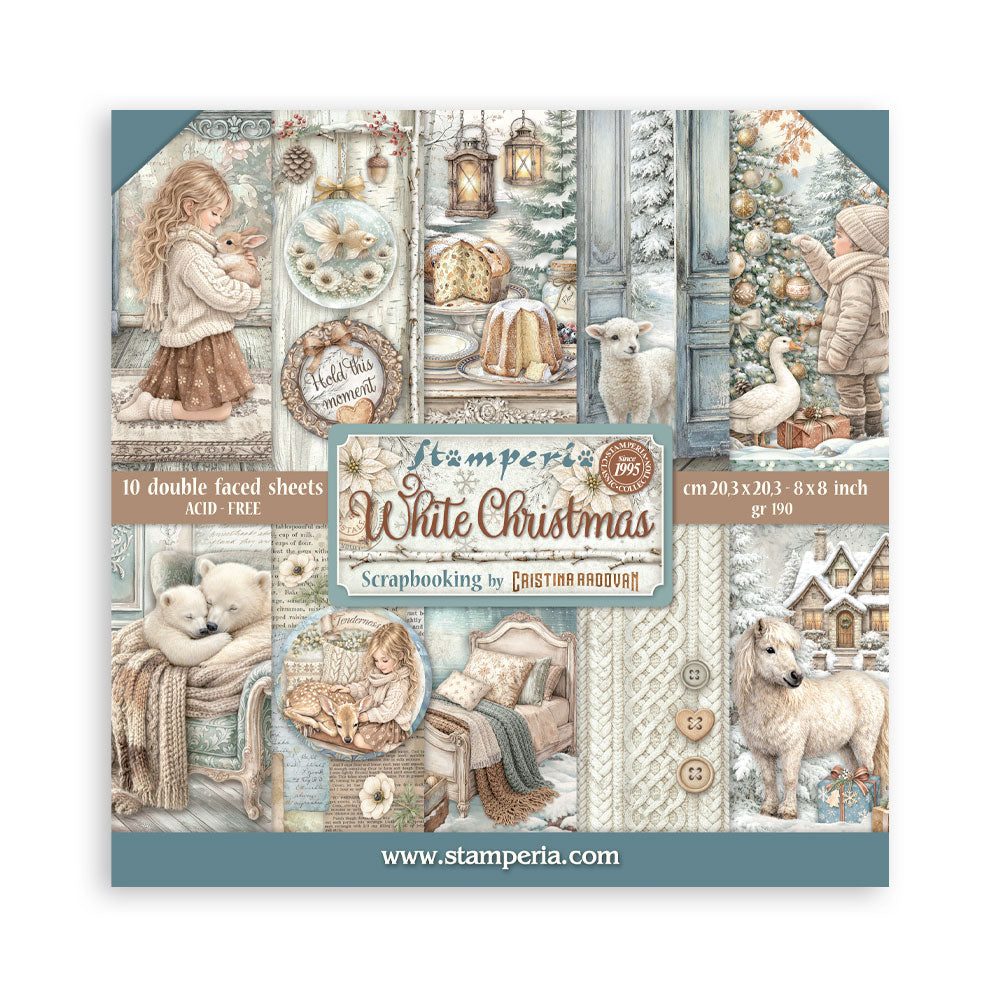 Stamperia White Christmas 8x8 Paper sbbs146