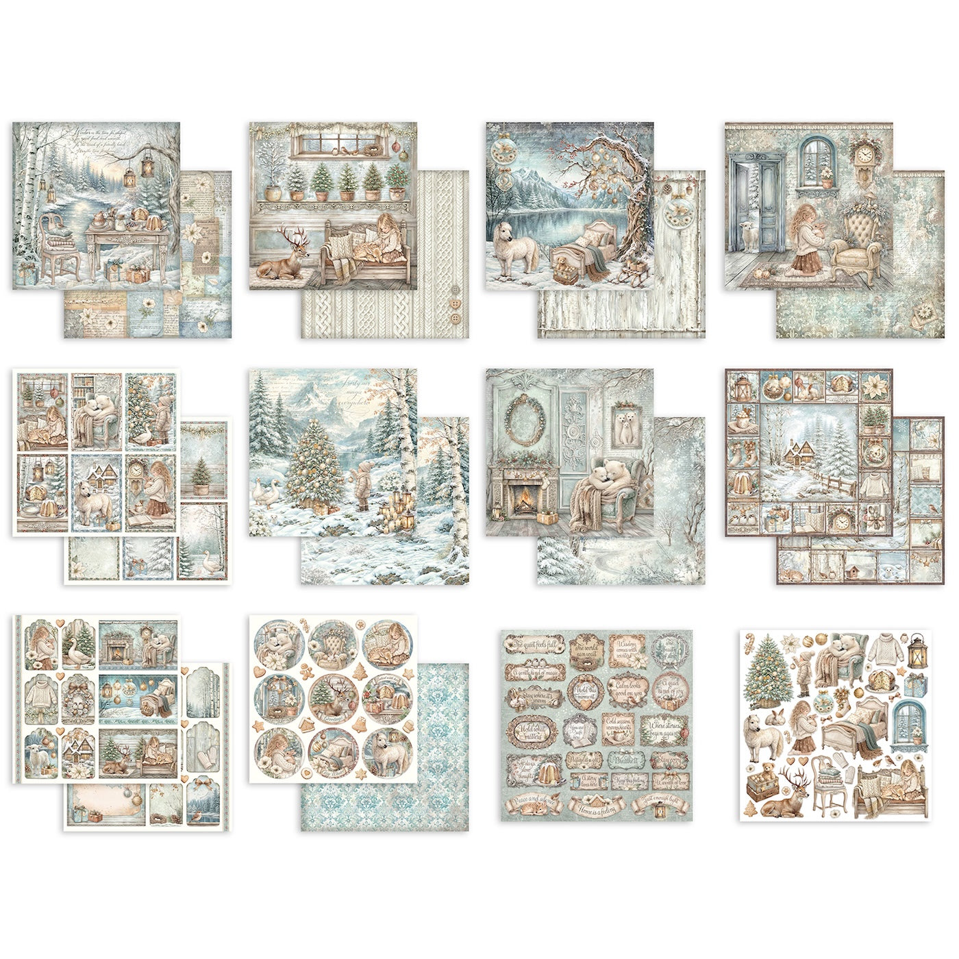 Stamperia White Christmas 8x8 Paper sbbs146 cardstock
