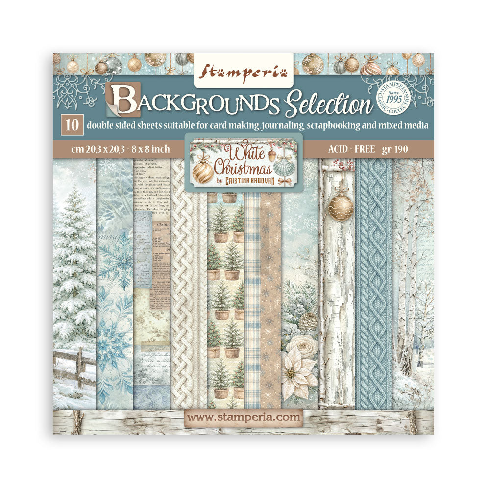 Stamperia White Christmas Backgrounds 8x8 Paper sbbs147
