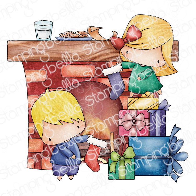 Stamping Bella Little Cutie Kids Hanging Christmas Stockings Cling Stamp eb1420
