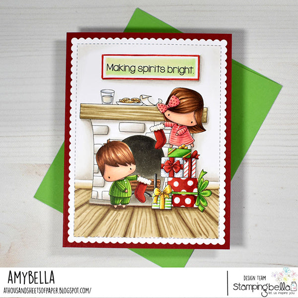 Stamping Bella Little Cutie Kids Hanging Christmas Stockings Cling Stamp eb1420 bright