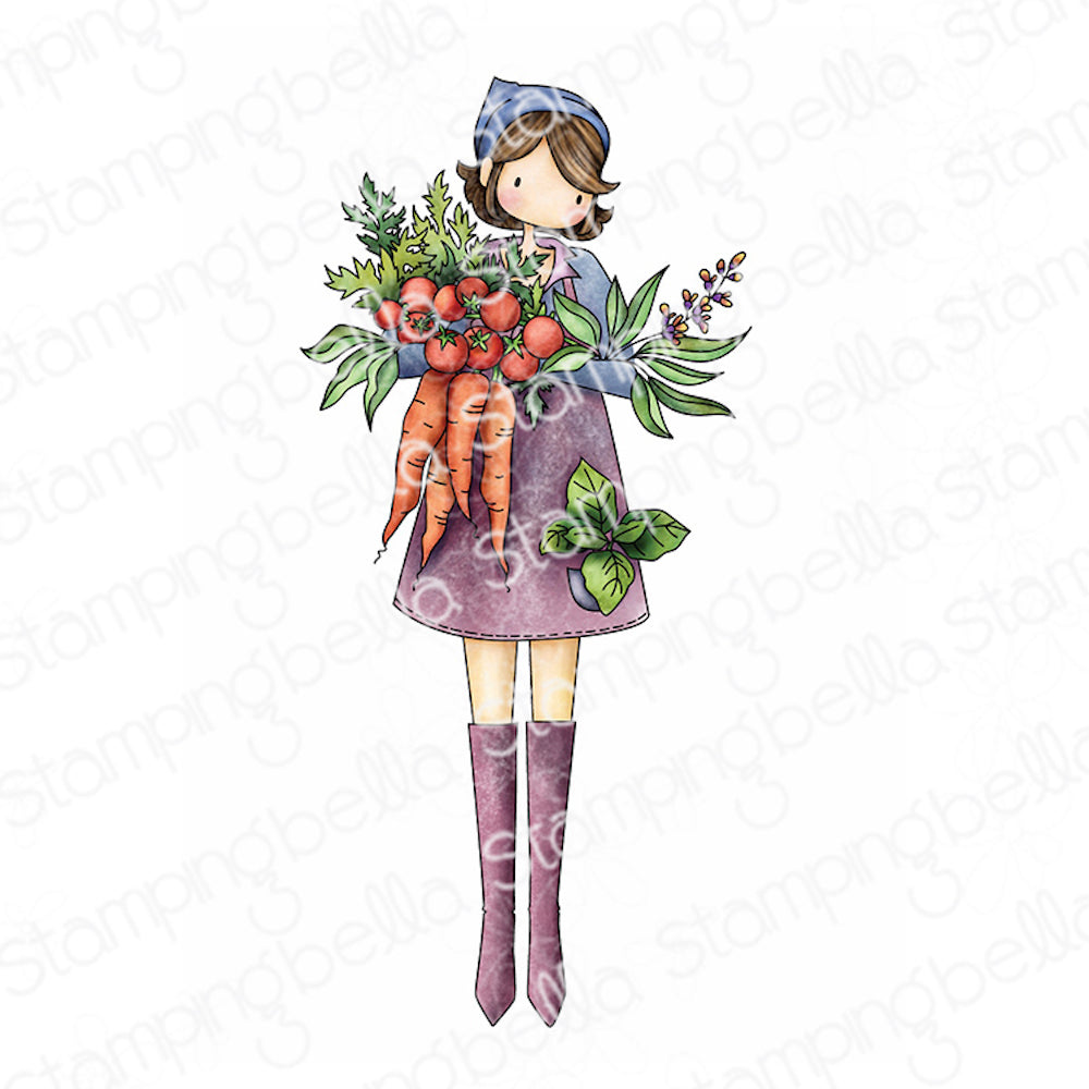 Stamping Bella Uptown Girl Greta loves to Garden Cling Stamp eb1332