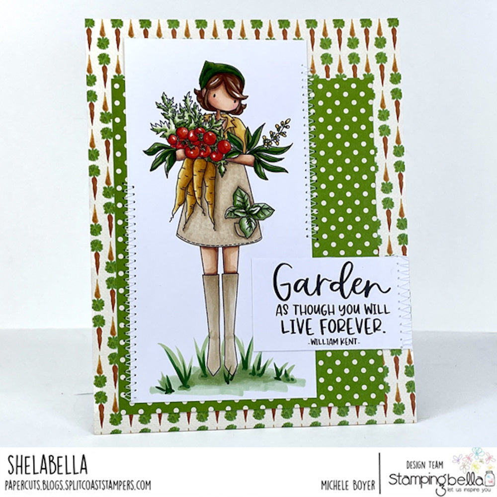 Stamping Bella Uptown Girl Greta loves to Garden Cling Stamp eb1332