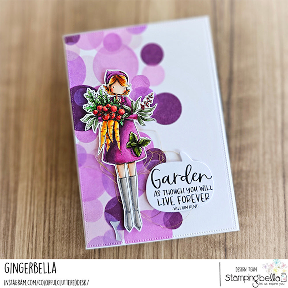Stamping Bella Uptown Girl Greta loves to Garden Cling Stamp eb1332
