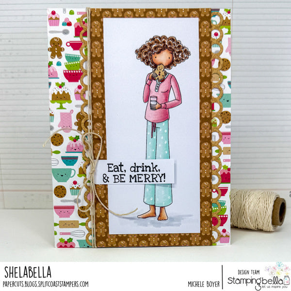 Stamping Bella Uptown Girl Poppy loves Gingerbread Cling Stamp eb1435 merry