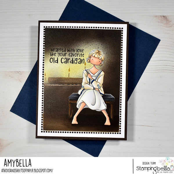 Stamping Bella Uptown Girl loves her Cardigan Cling Stamp eb1434 cardigan