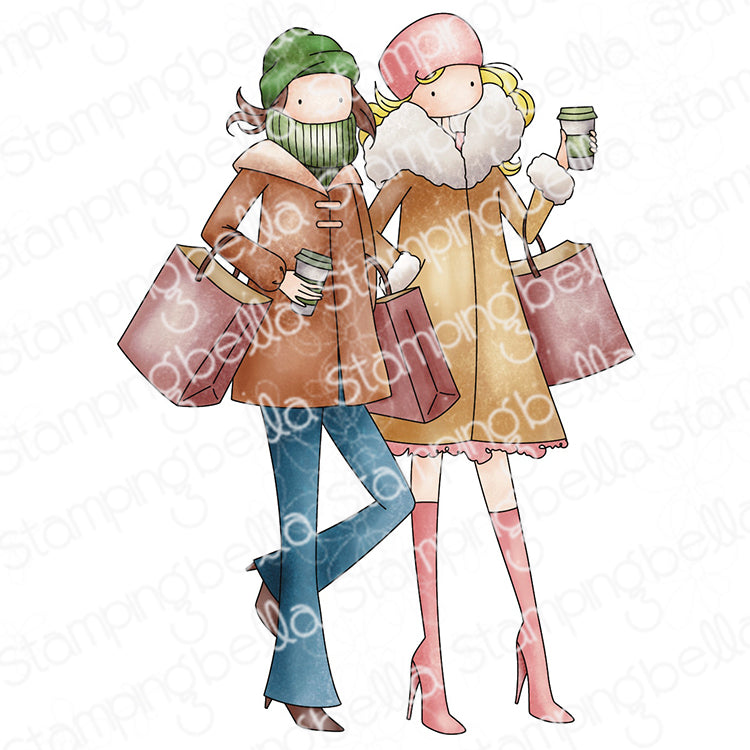 Stamping Bella Uptown Girls Francesca and Madeleine love Shopping Cling Stamp eb1436
