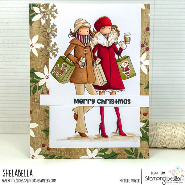 Stamping Bella Uptown Girls Francesca and Madeleine love Shopping Cling Stamp eb1436 christmas