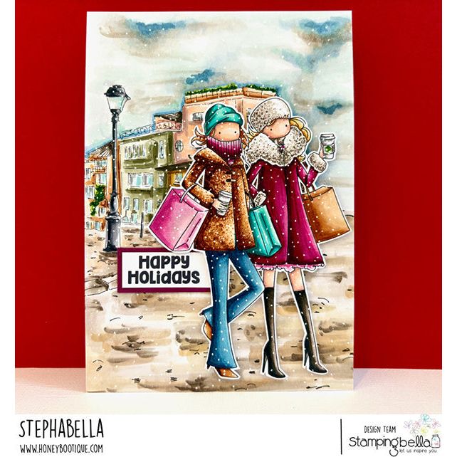Stamping Bella Uptown Girls Francesca and Madeleine love Shopping Cling Stamp eb1436 christmas girls