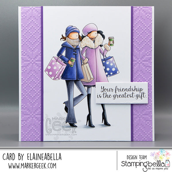 Stamping Bella Uptown Girls Francesca and Madeleine love Shopping Cling Stamp eb1436 friendship