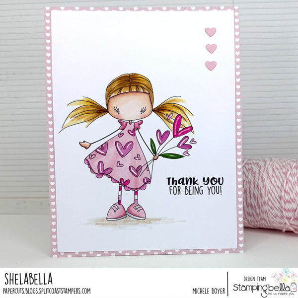 Stamping Bella Whimsabella Trixie Bloomheart Cling Stamp eb1457 thank you