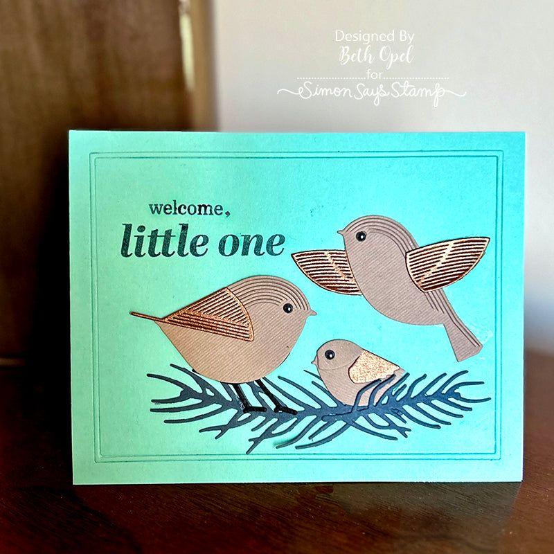 Simon Says Stamp Standing Whirl Bird Wafer Dies s878 Diecember Baby Card