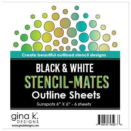 Gina K Designs Black and White Outline Sheets Sun Spots Poly-Glaze Stencil-Mates smoss