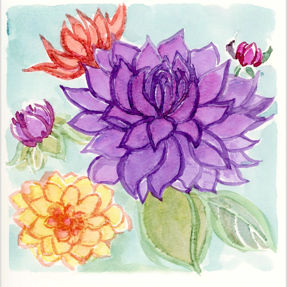 StencilGirl Dahlias Small Stencil sa1037 water