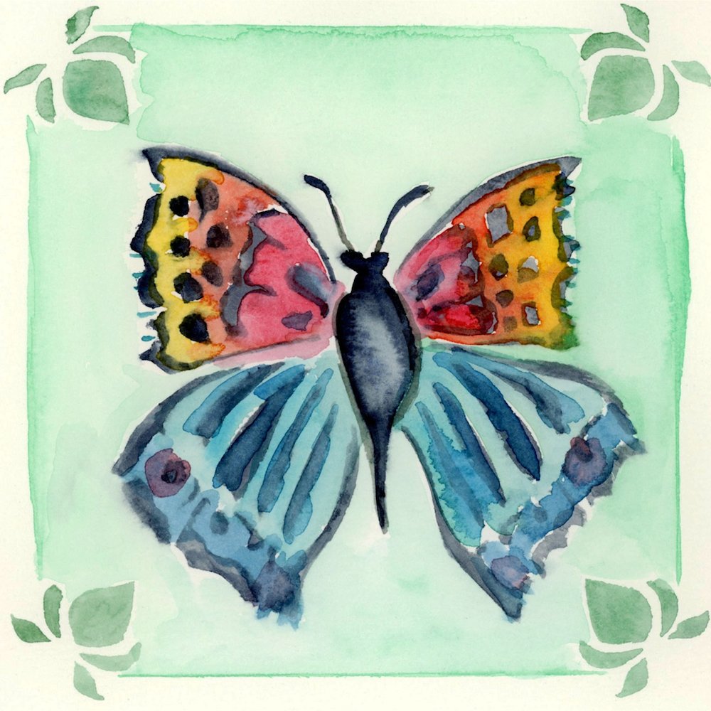 StencilGirl Evans Butterfly Stencil sa1023 green
