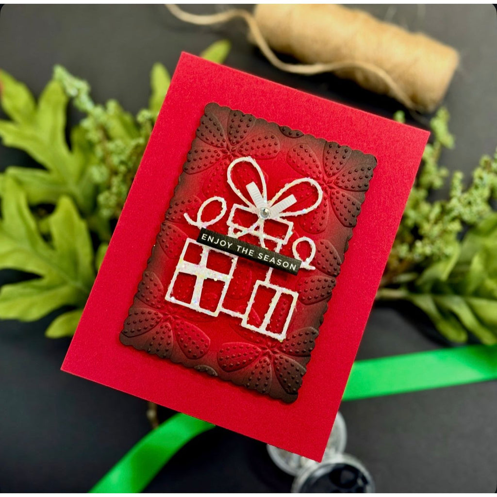 Simon Says Stamp Embossing Folder Stitched Flowers sf497 STAMPtember Christmas Card