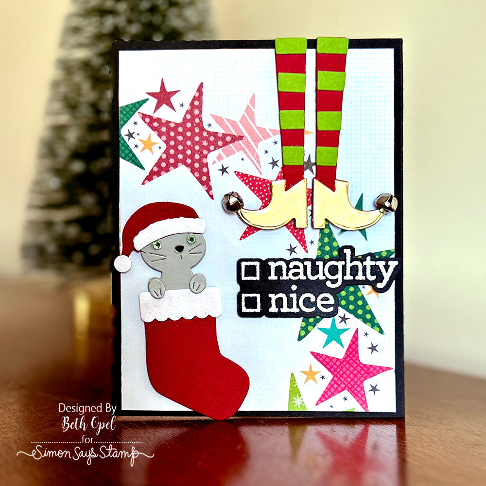 Simon Says Stamp Stocking Cat Wafer Dies s966 Sweet Wishes Christmas Card