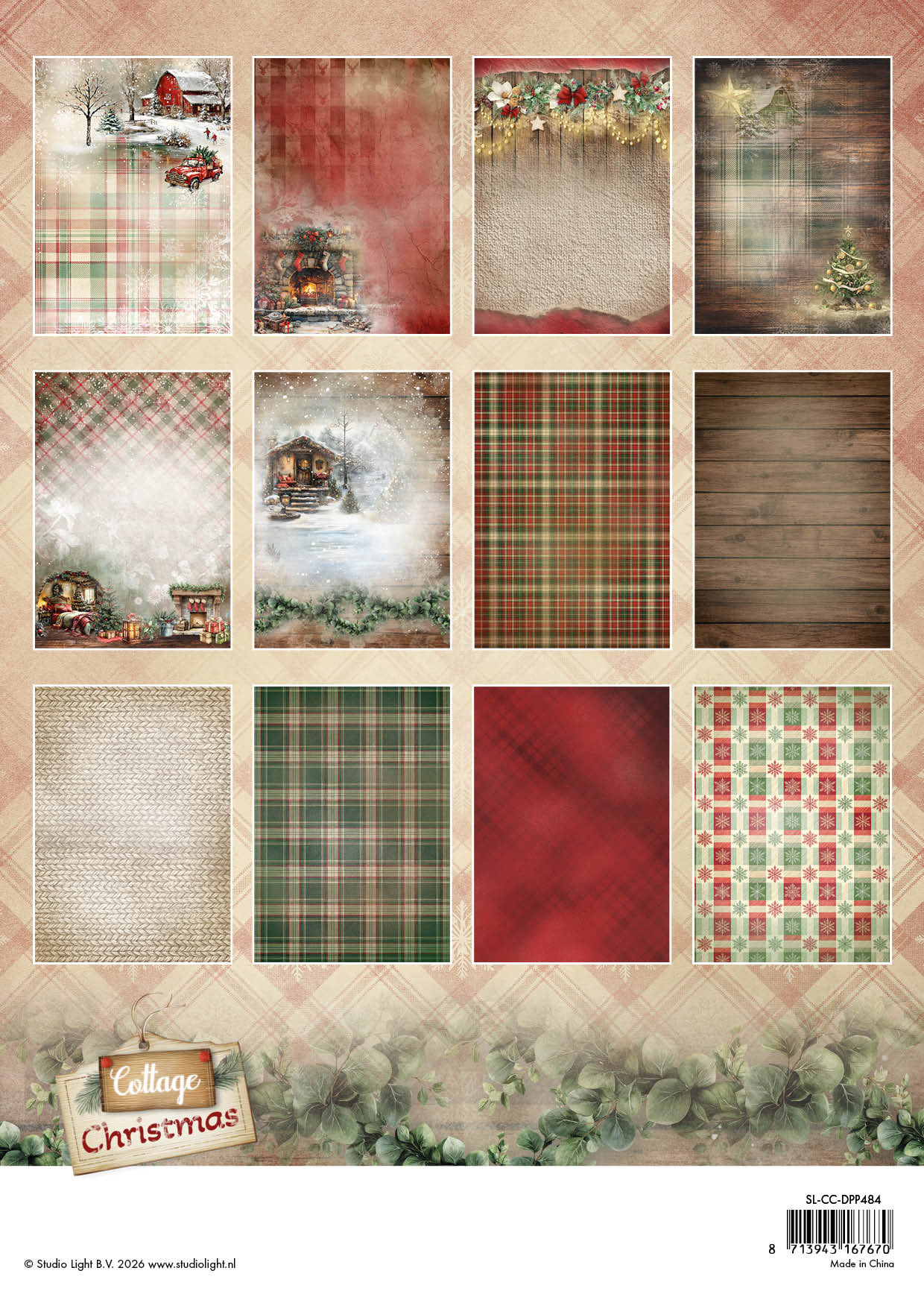 Studio Light Cottage Christmas Background Paper sl-cc-dpp484 cardstock