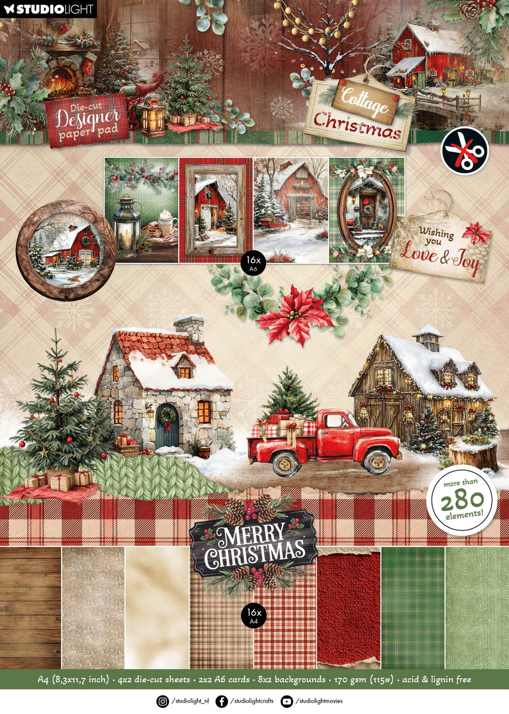 Studio Light Cottage Christmas Die-Cut Paper Pad sl-cc-dcpp483