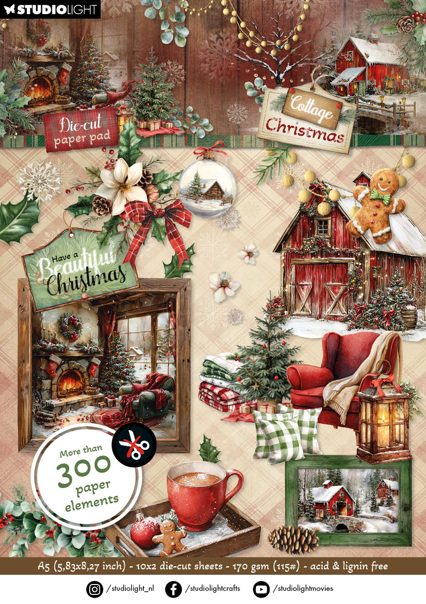 Studio Light Cottage Christmas Die-Cut Paper Pad sl-cc-dcpp485