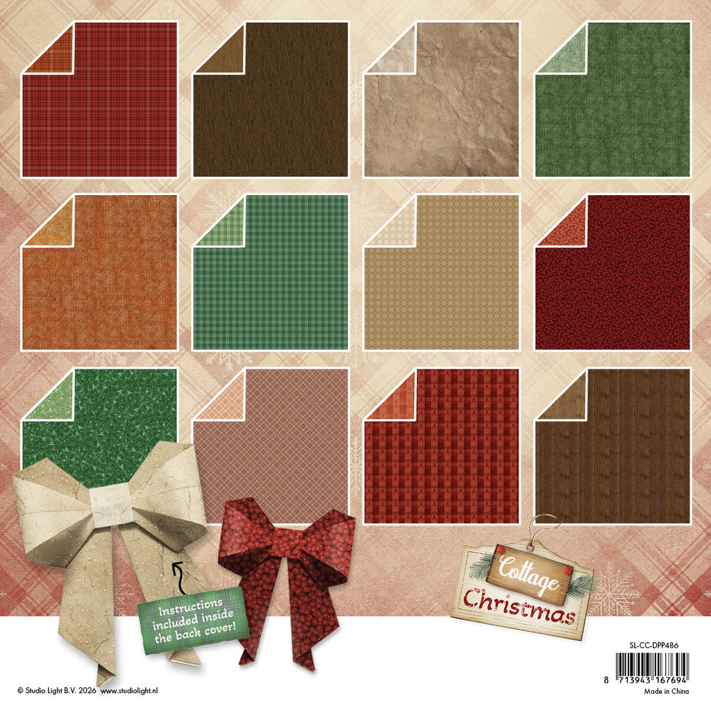 Studio Light Cottage Christmas Origami and Backgrounds 8x8 Paper Pad sl-cc-dpp486 cardstock