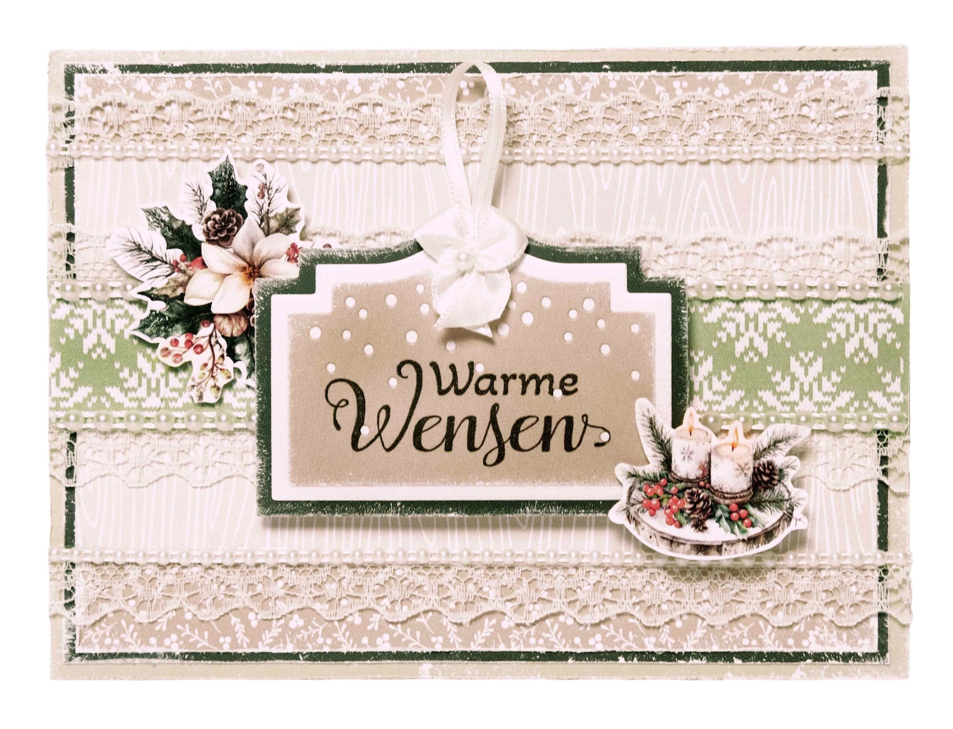 Studio Light Cottage Christmas Pattern Paper Pad sl-cc-ppp487 garland white flower candles lace back card