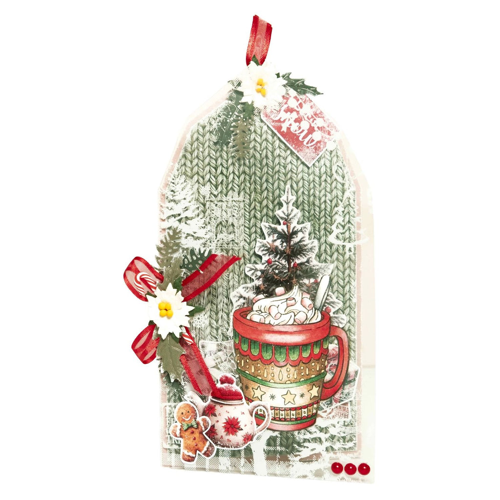 Studio Light Cozy Cocoa Cottage Christmas Clear Stamps sl-cc-stamp956 marsh mellows bow with white flower gingerbread man tag card