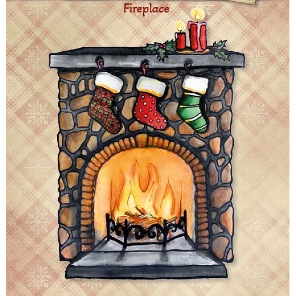 Studio Light Fireplace Cottage Christmas Clear Stamps sl-cc-stamp957 stockings candles garland