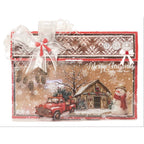 Studio Light Plaid and Snow Cottage Christmas Acetate Sheets sl-cc-acs23 snowman red truck with presents barn christmas card