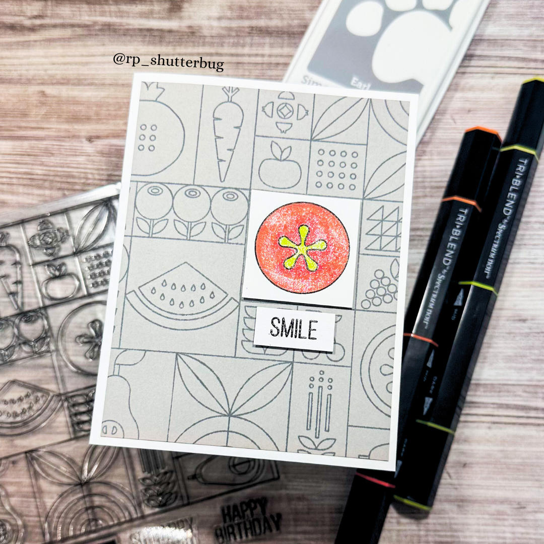 Simon Says Stamps and Dies Summer Fruit Tiles set796sf Sunny Vibes Smile Card