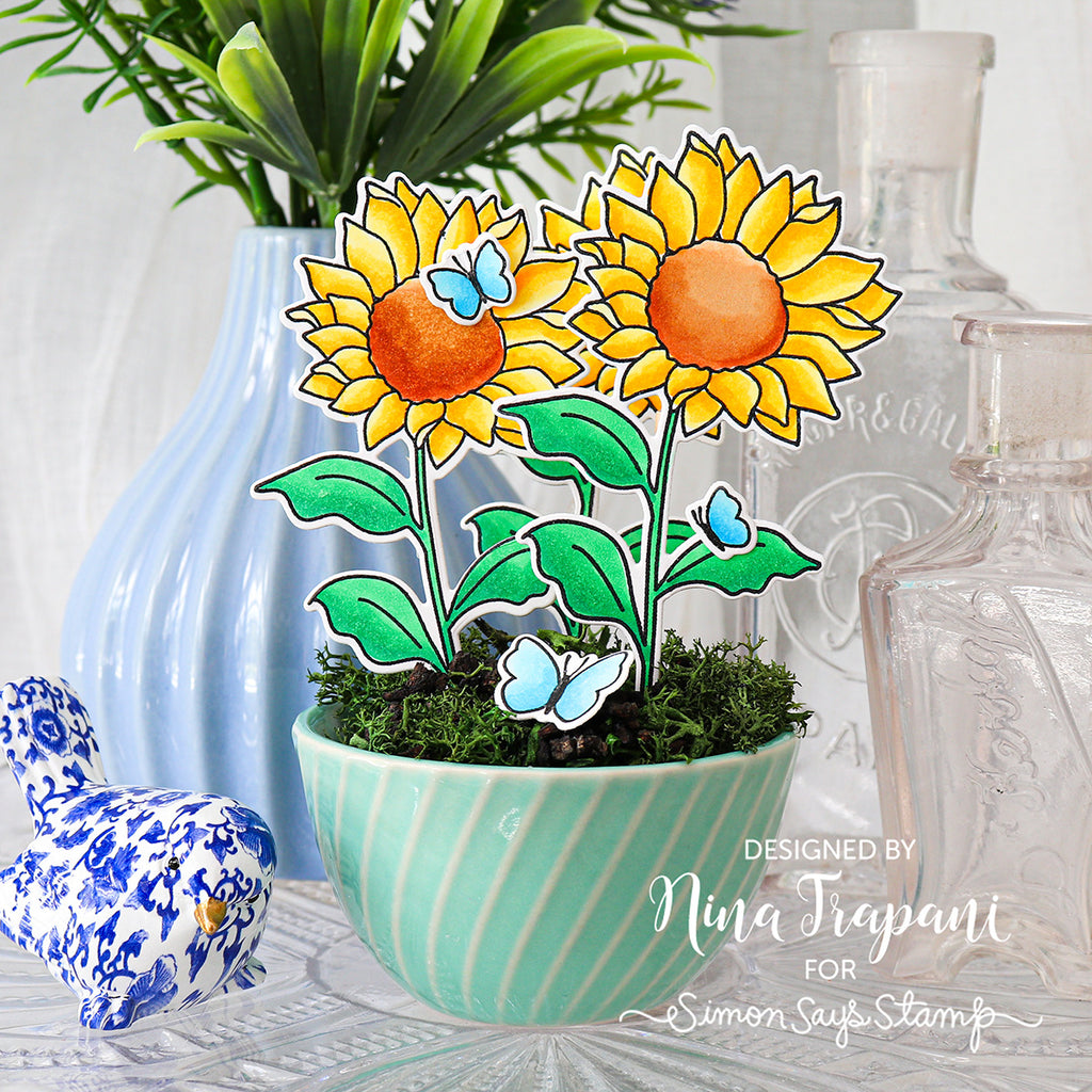 Simon Says Clear Stamps Sunflower Dance 1291ssc Flower Pot
