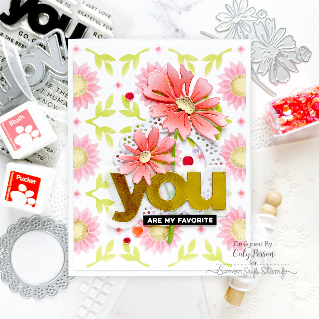 Simon Says Stamp Stencils Sunflower Pattern 1044st Cheering for You Love Card | color-code:ALT05