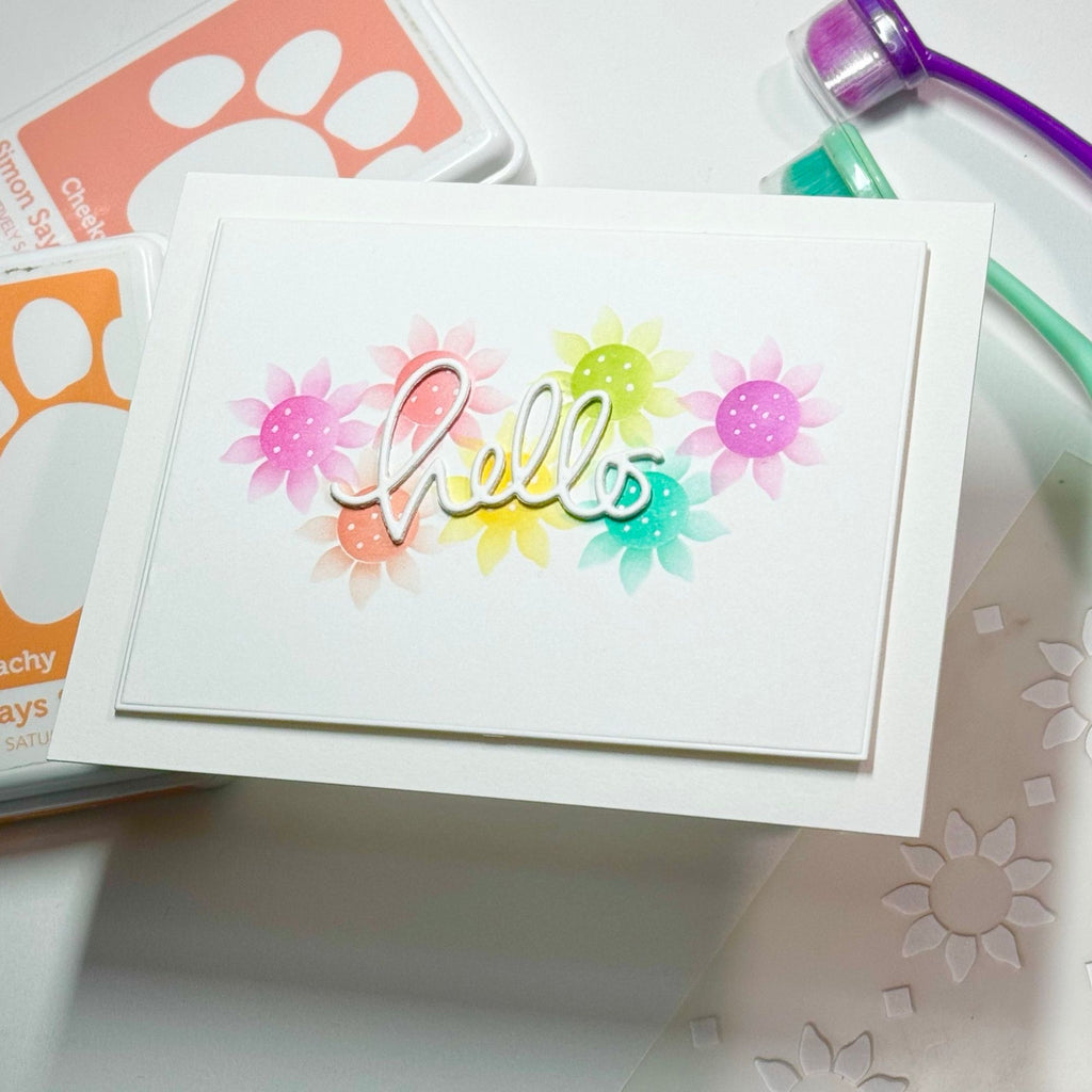 Simon Says Stamp Stencils Sunflower Pattern 1044st Cheering for You Hello Card